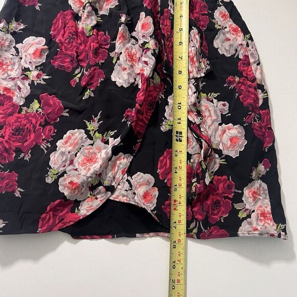 The Kooples Skirt Size 1 Floral Tulip Mini Black Pink - Picture 5 of 6